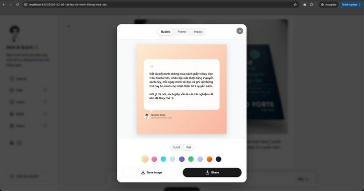 Người ta làm blog để viết, còn mình làm blog để..build :)))
Nhân tiện, mình vừa thêm một tính năng m