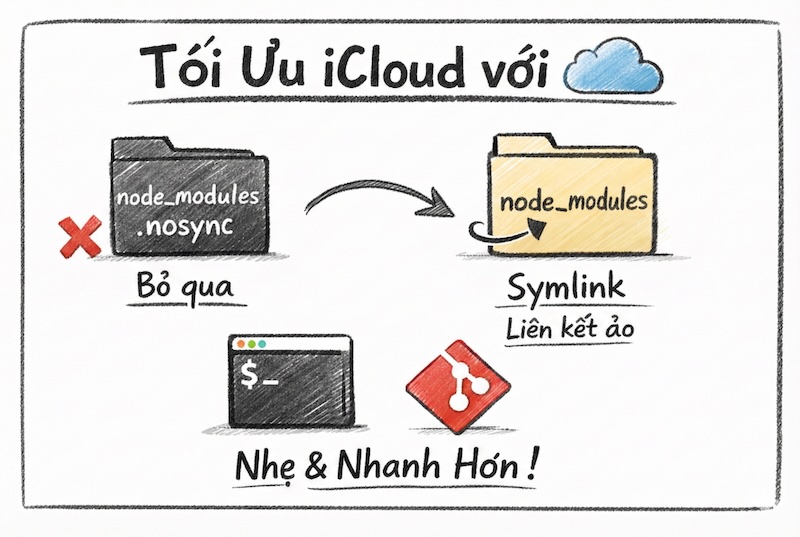 Kỹ thuật .nosync và Symlinks để tối ưu iCloud